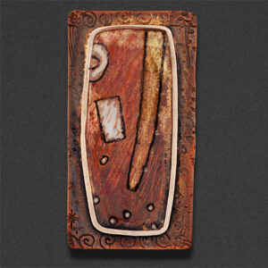 Image of Pin 2, copper, gold filled bezel, color pencil, color pen, resin